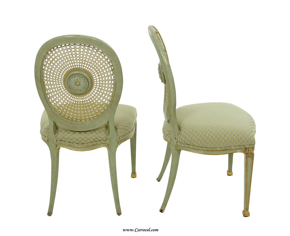 20th Century Set of 8 Hepplewhite Italian Made Cane Back Dining Chairs