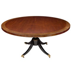 Round Cherry Top Burled Maple Duncan Phyfe Pedestal Dining Table