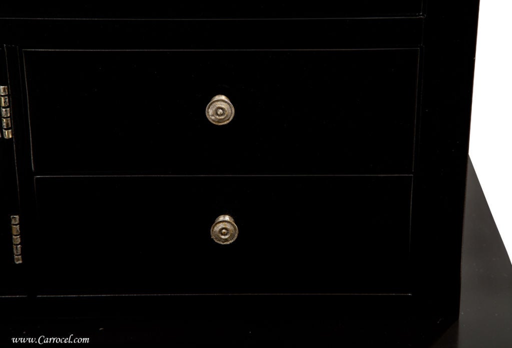 Black Lacquer Secretary Bookcase Cabinet by EJ Victor 4