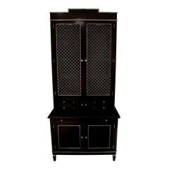 Used Black Lacquer Secretary Bookcase Cabinet by EJ Victor