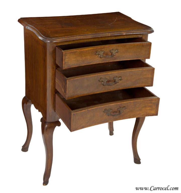 American Pair of Antique Walnut French Country End Tables Nightstands