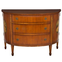 Antique Satinwood Adam Style Demi-Lune Entrance Commode Chest