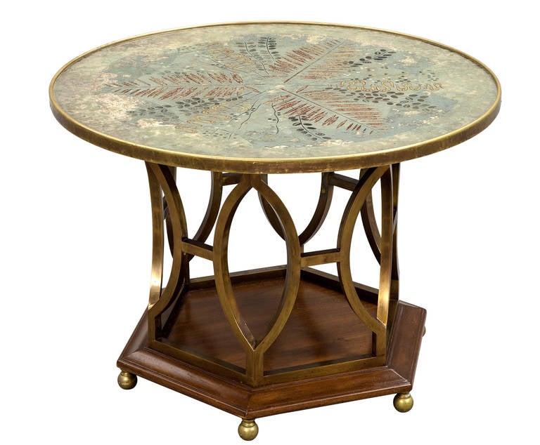 Hollywood Regency Style Round Cocktail Coffee Table