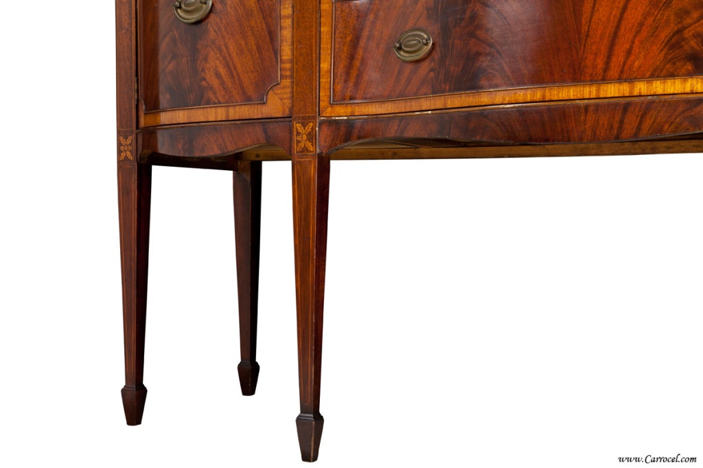 Federal Style Crotch Mahogany Inlaid Antique Sideboard Buffet 1