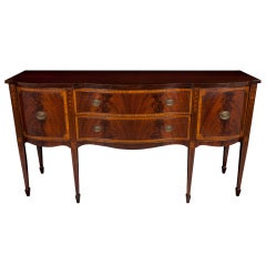 Federal Style Crotch Mahogany Inlaid Vintage Sideboard Buffet