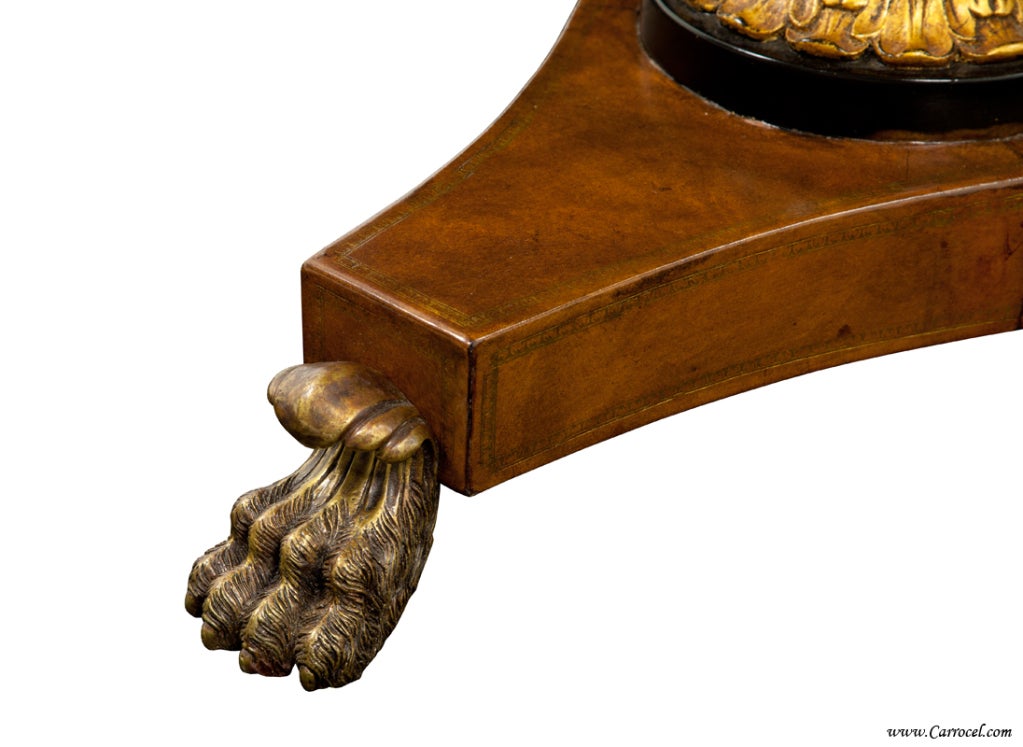 Gilded Tortoise Shell Top Pedestal Console Round End Table 1