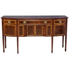 George III Style Flamed Mahogany with Satinwood Banding Sideboard