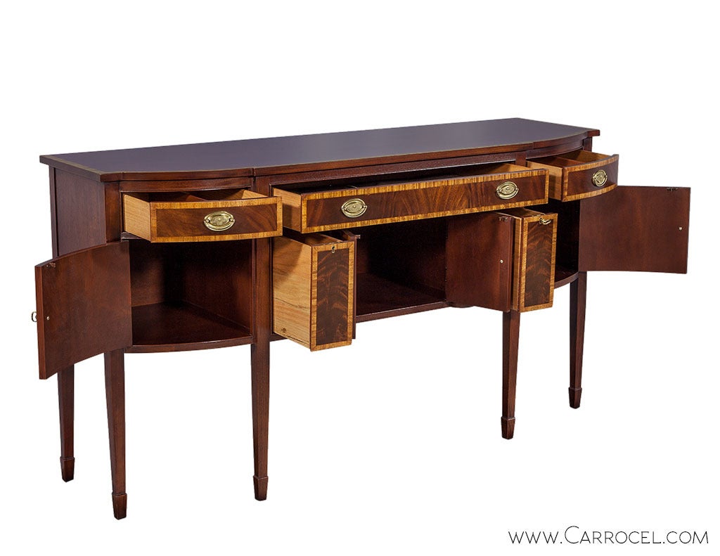 American George III Style Flamed Mahogany with Satinwood Banding Sideboard