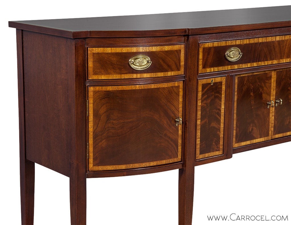 20th Century George III Style Flamed Mahogany with Satinwood Banding Sideboard