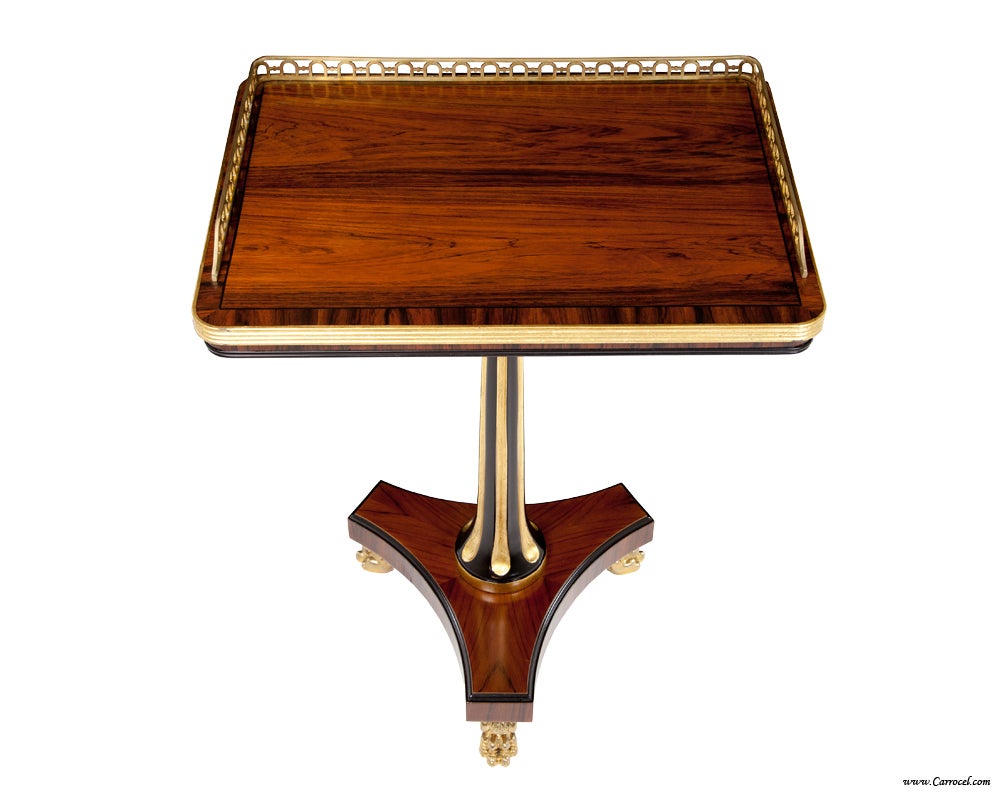 Rosewood Gilded Pedestal Occassional EJ Victor Sofa End Table