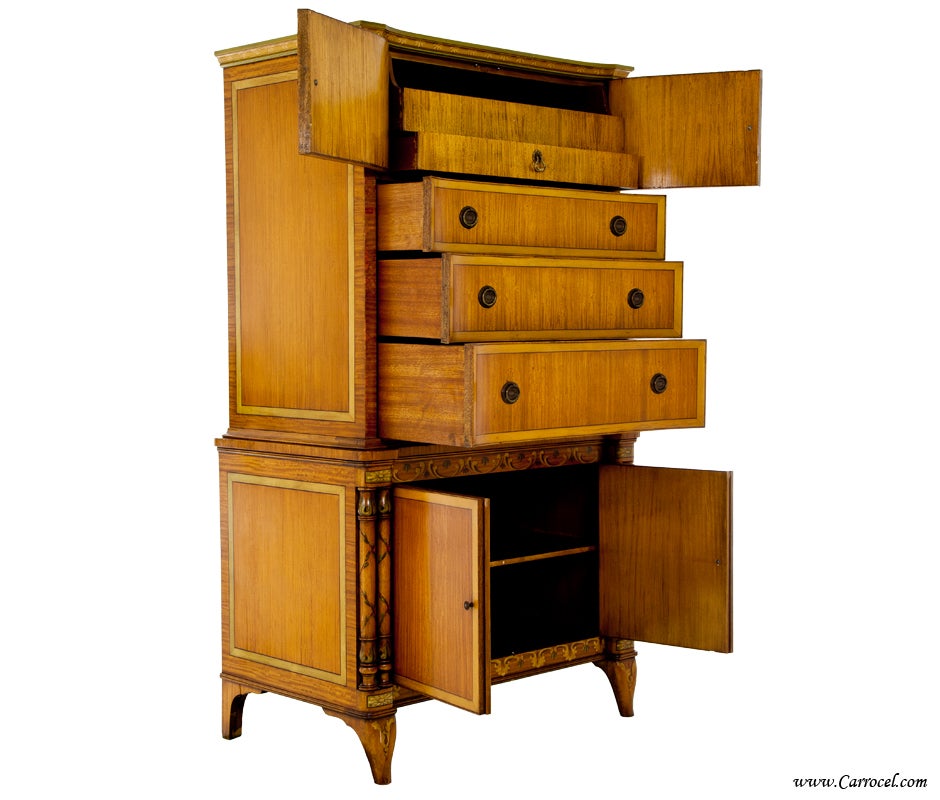 This listing is for an antique Adam style bedroom chest on chest.  Made by the Bethlehem Furniture Company out of Pennsylvania, we know that this piece was manufactured with the utmost attention to detail and construction that old-world furniture