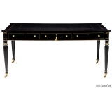 Black Lacquer EJ VICTOR Office Partners Desk with Leather Top