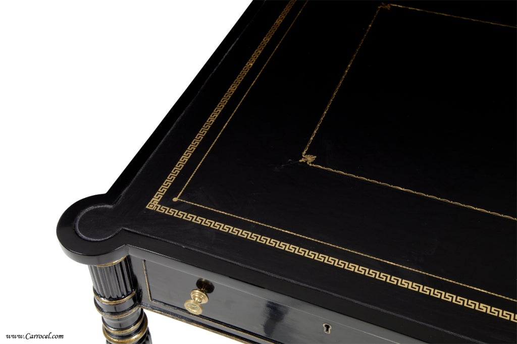 American Black Lacquer EJ VICTOR Office Partners Desk with Leather Top
