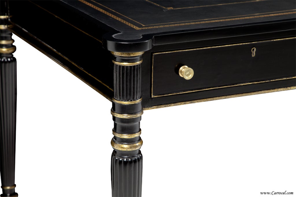 Black Lacquer EJ VICTOR Office Partners Desk with Leather Top 2