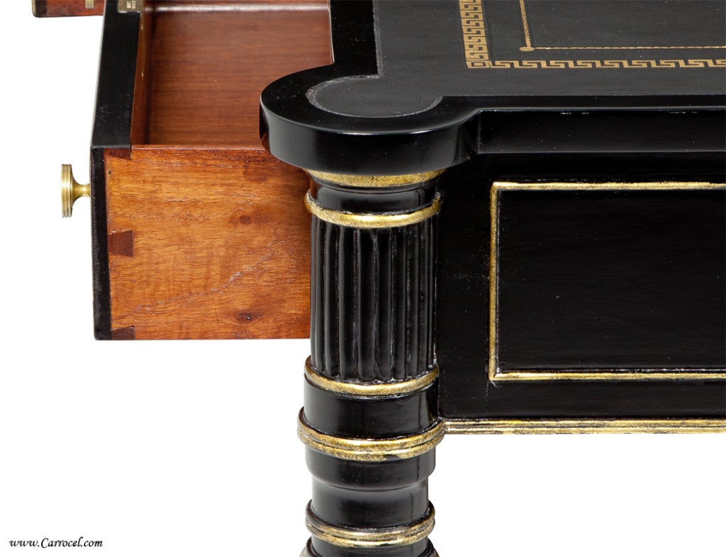 Black Lacquer EJ VICTOR Office Partners Desk with Leather Top 3