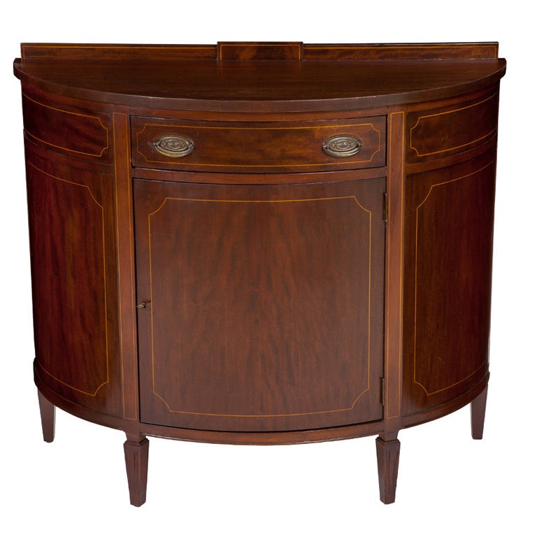 Antique American Mahogany Server Federal Demi Lune Commode