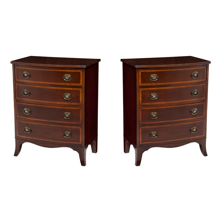 Pair of Antique Mahogany Federal Chests of Drawers Nightstands