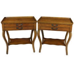 Pair of Cherry Wood French Country End Tables by Baker