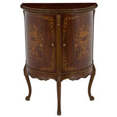 Antique Demi Lune Mahogany French Louis XV Inlaid End Table