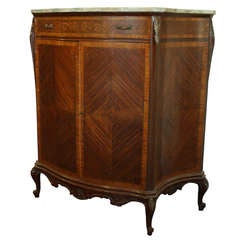 Antique Marble Top Louis XV Inlaid Rosewood Tall Chest