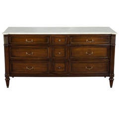 Antique Louis XVI Style Marble-Top Sideboard Chest