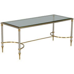 Maison Jansen Style Cocktail Table in Brass and Steel