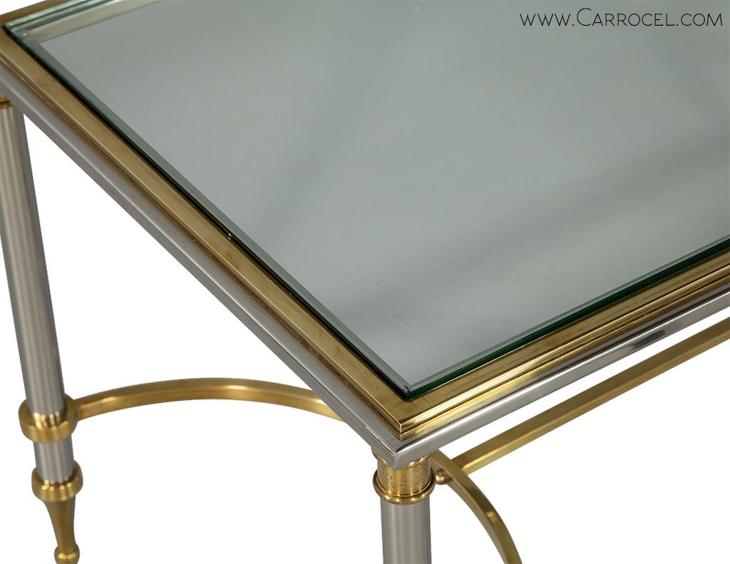 Maison Jansen Style Cocktail Table in Brass and Steel In Excellent Condition In North York, ON