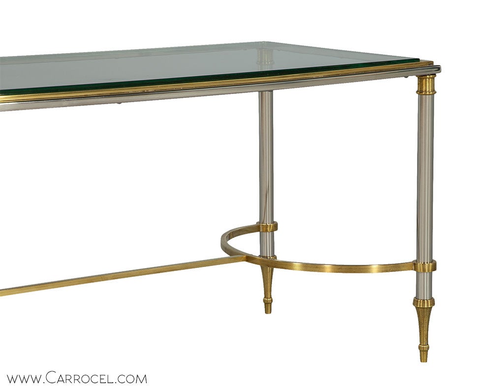 20th Century Maison Jansen Style Cocktail Table in Brass and Steel