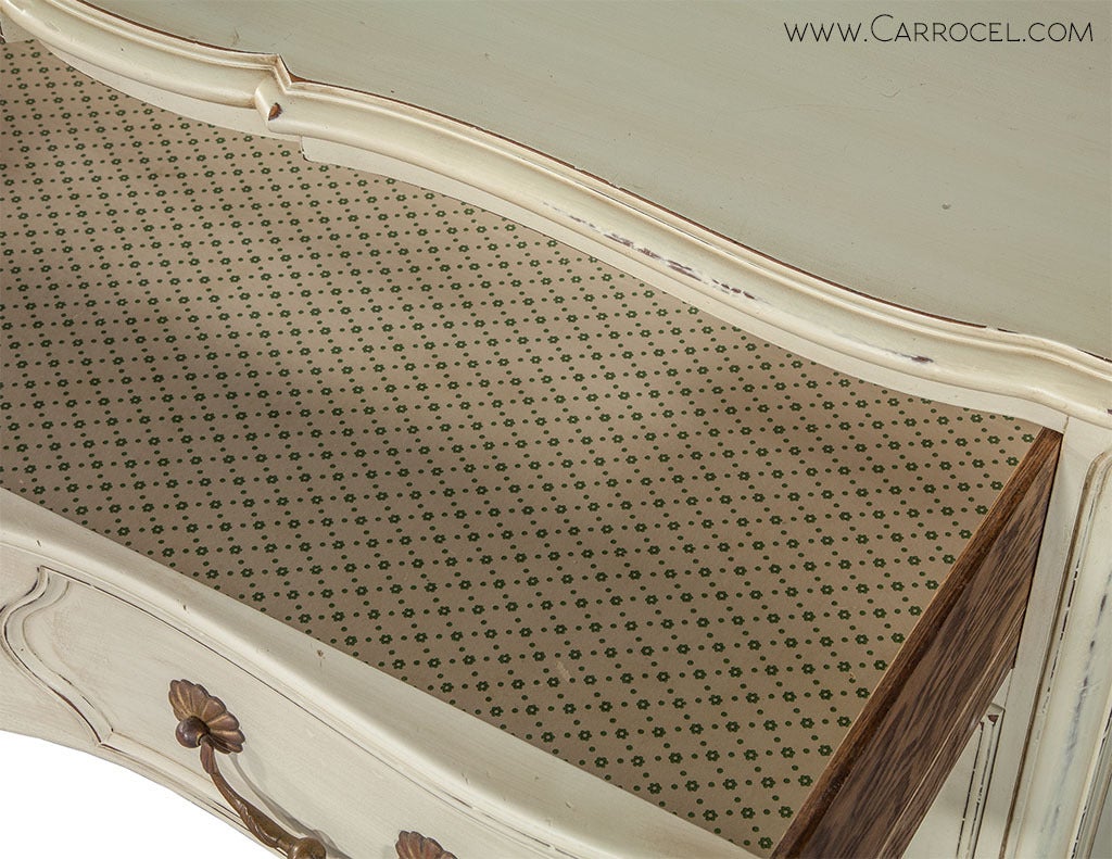 20th Century French Provincial  Ivory Serpentine Commode