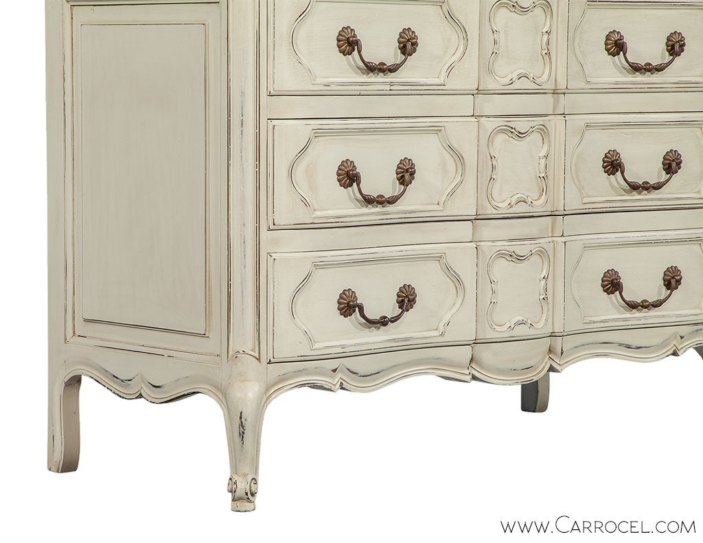 Brass French Provincial  Ivory Serpentine Commode