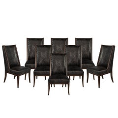 Set of Eight Custom D'barto High Back Dining Chairs