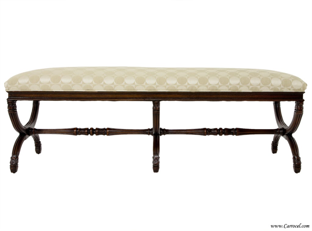 Antique Upholstered Regency Foyer Entrance Hallway Bench at 1stDibs