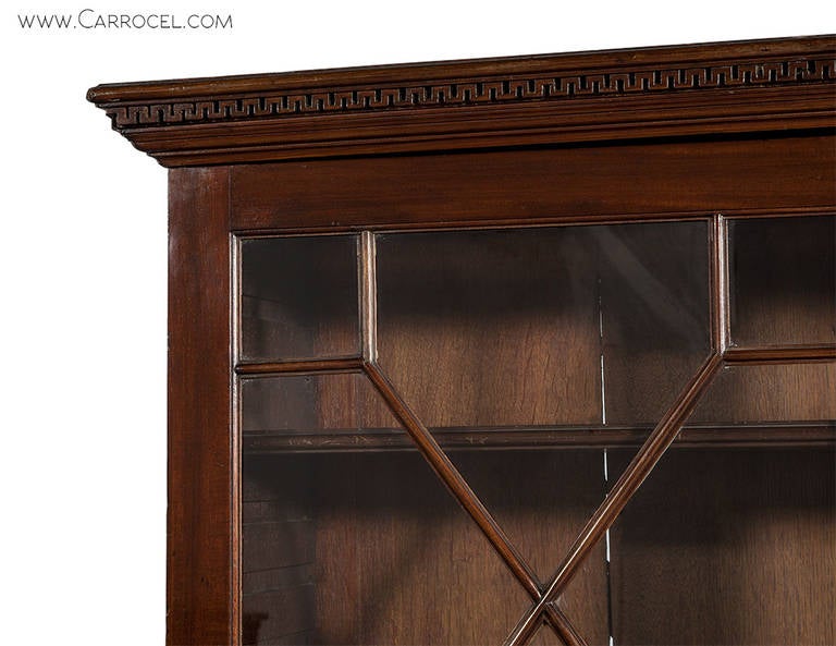 18th Century English Mahogany Bookcase with Original Brass Hardware 1