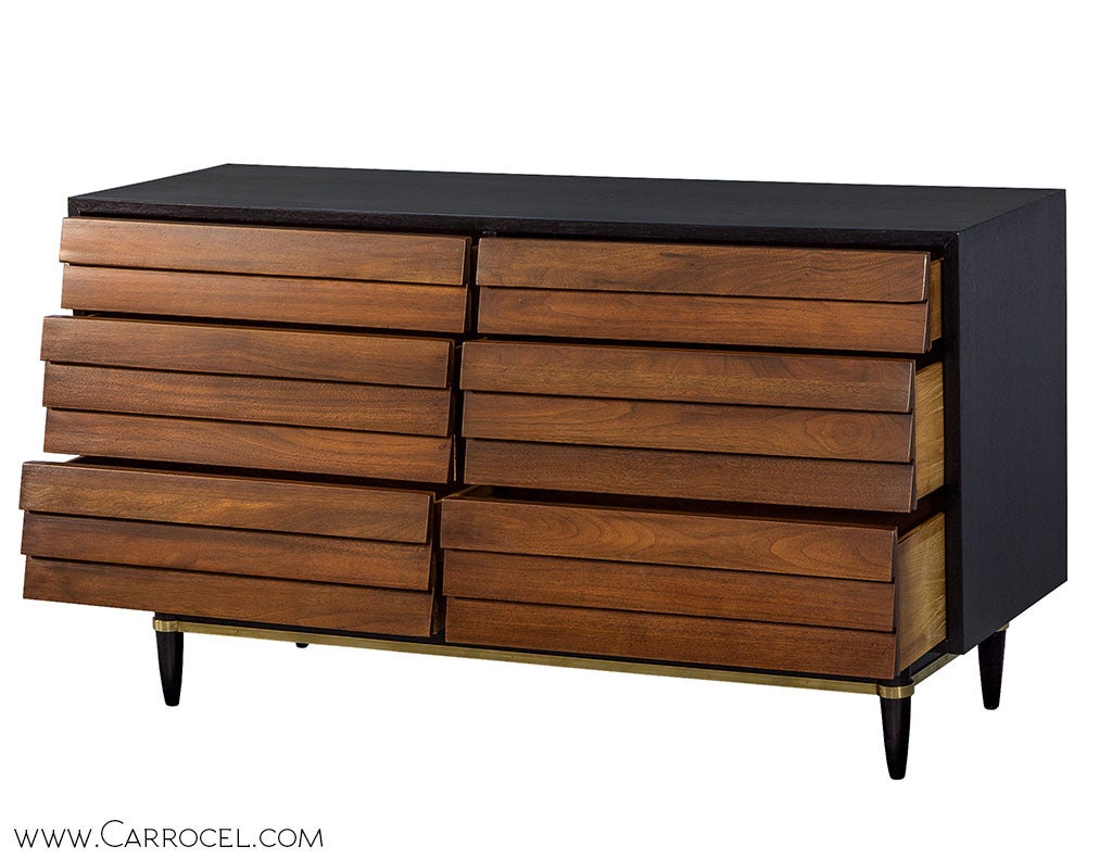 Mid-Century Modern Pair of Midcentury Louvered Chest of Drawers