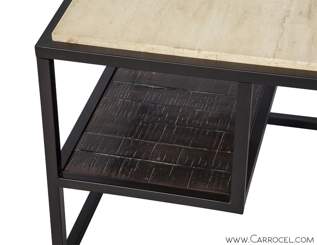 Stone Top Metal Side Table at 1stDibs