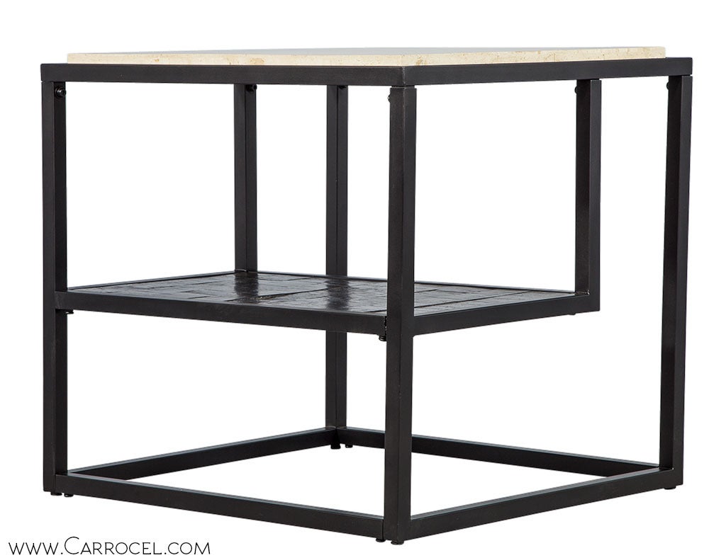Stone Top Metal Side Table at 1stDibs