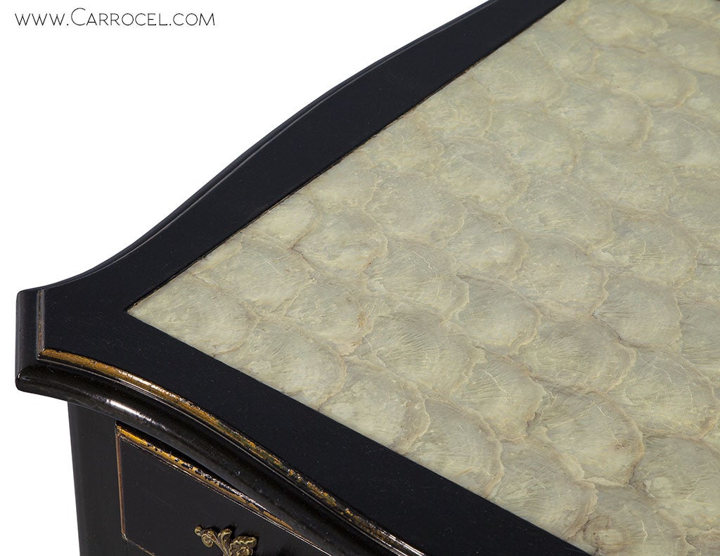 Louis XV Style Bureau Plat with Encrusted Shell Top In Excellent Condition In North York, ON