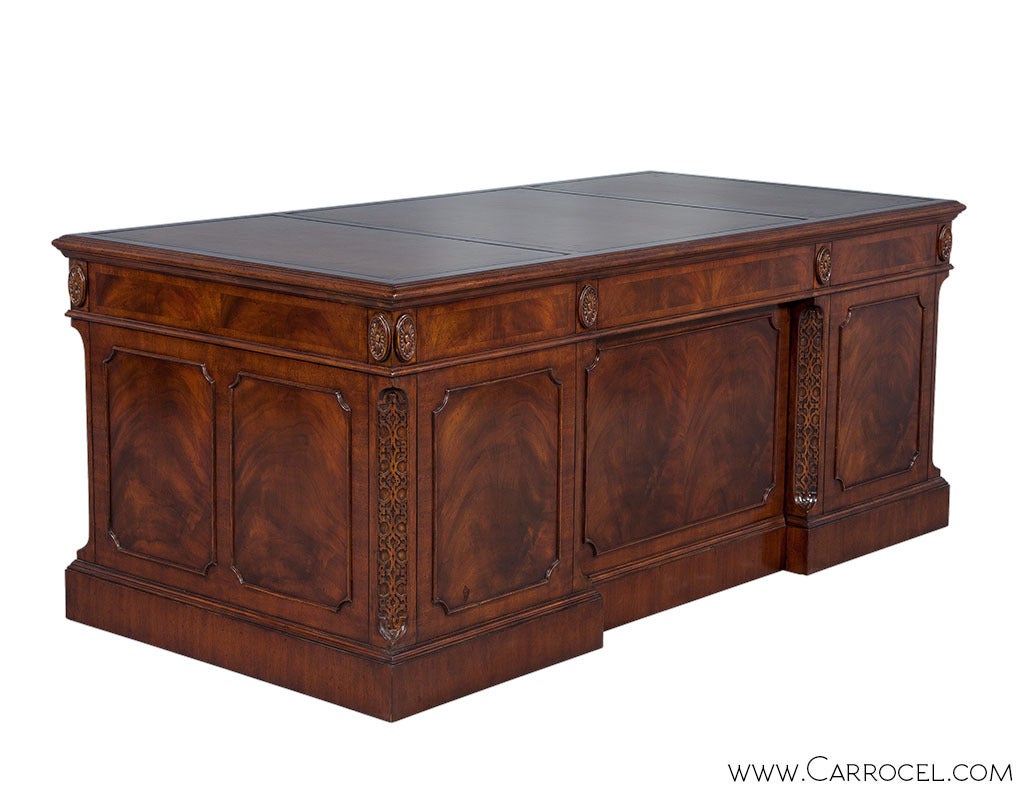 Philippine Leather Inlaid Mahogany Executive’s Desk