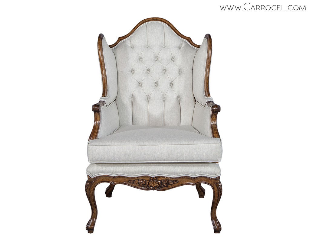 Louis XV Pair Carrocel Revival Lous XV Wingback Chairs