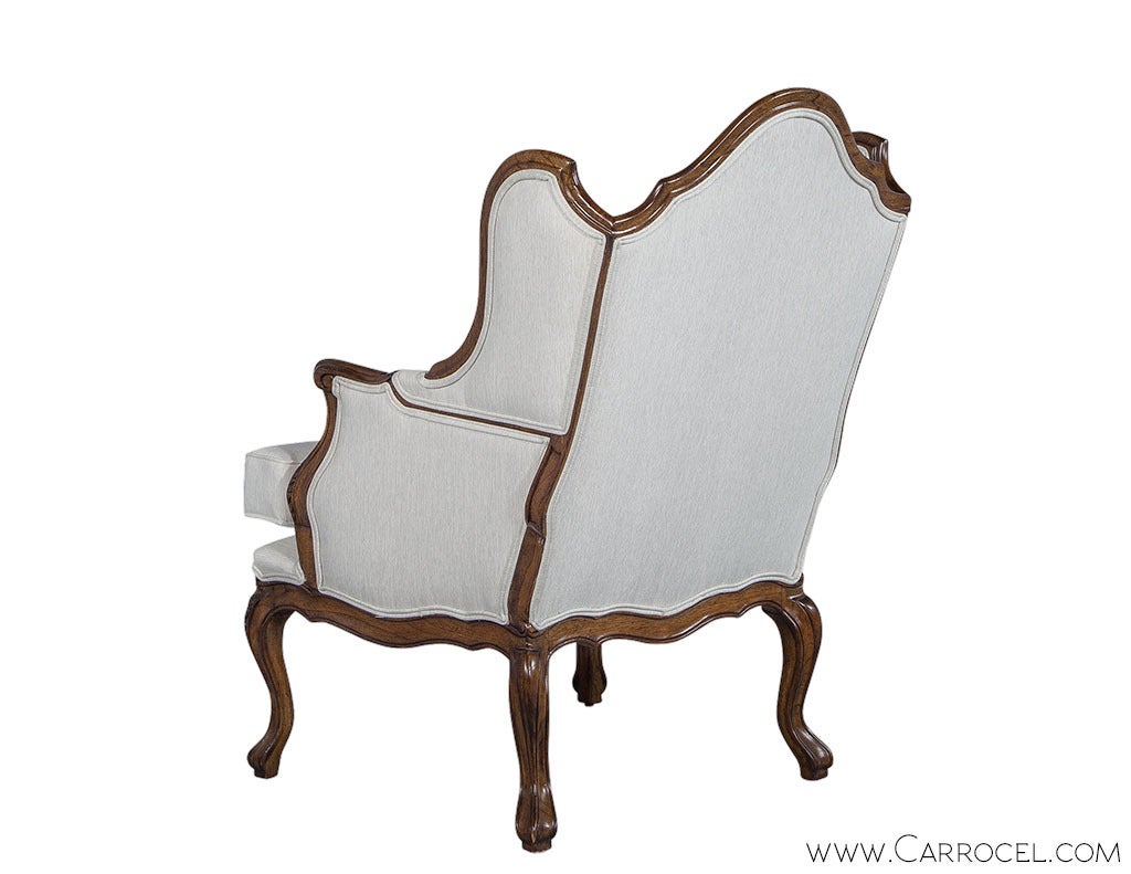 20th Century Pair Carrocel Revival Lous XV Wingback Chairs