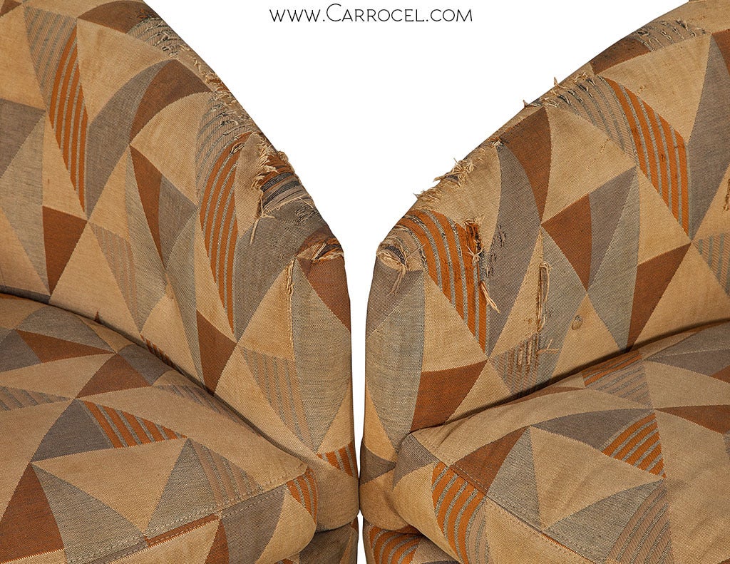 Fabric Pair of Original Milo Baughman Swivel  Barrel  Chairs