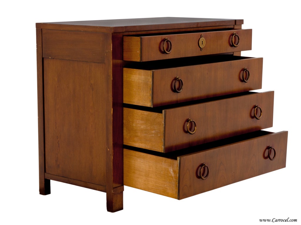 Neoclassic Cherry Wood Commode Chest of Drawers by Baker