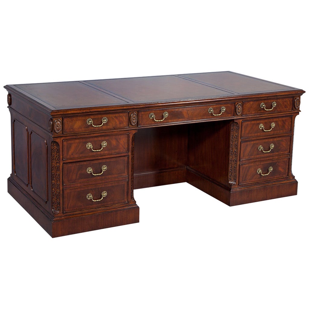 Leather Inlaid Mahogany Executive’s Desk