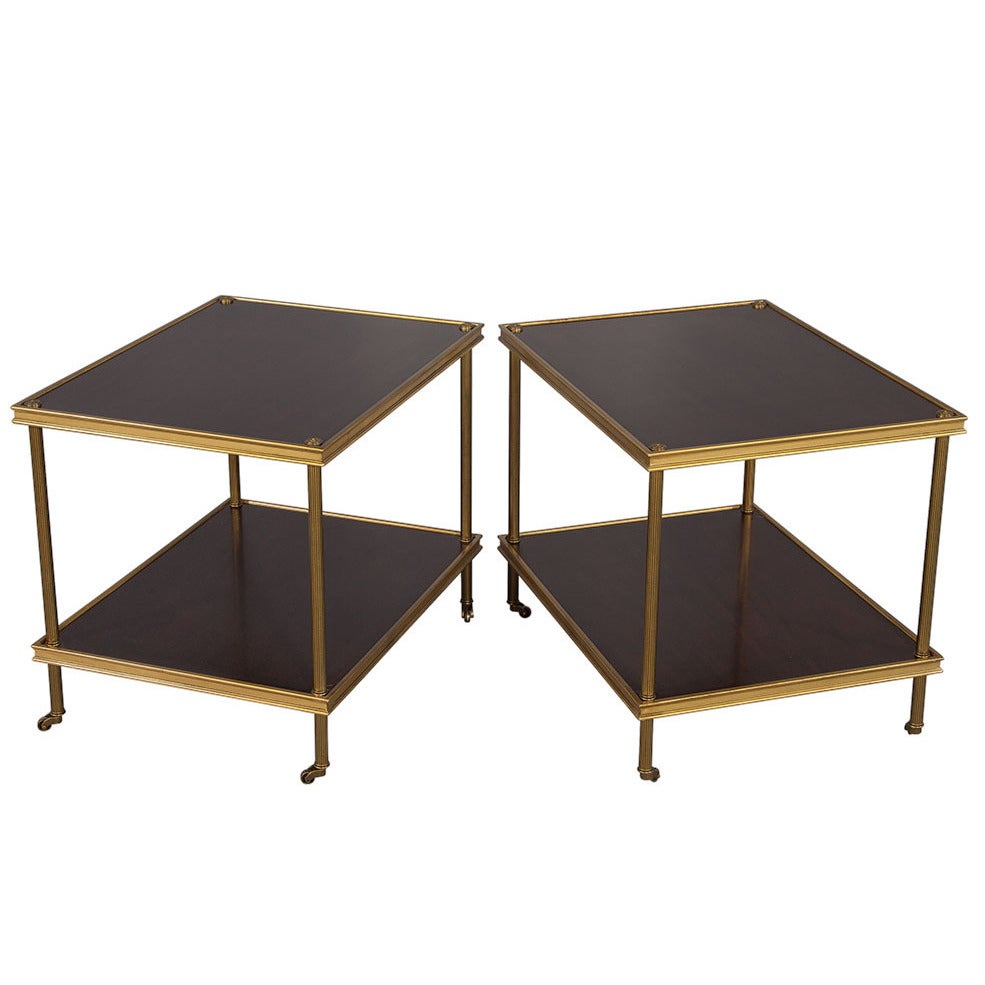 Pair of Ralph Lauren Edwardian Brass End Tables For Sale at 1stDibs