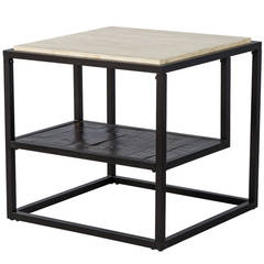 Stone Top Metal Side Table