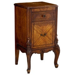 Satinwood Antique French Louis XV Inlaid Bookmatched Nightstand