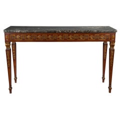Antique Marble Top Mahogany Gilded Console Hall Entrance Table