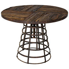 Height Adjustable Raw Wood Industrial Centre Table