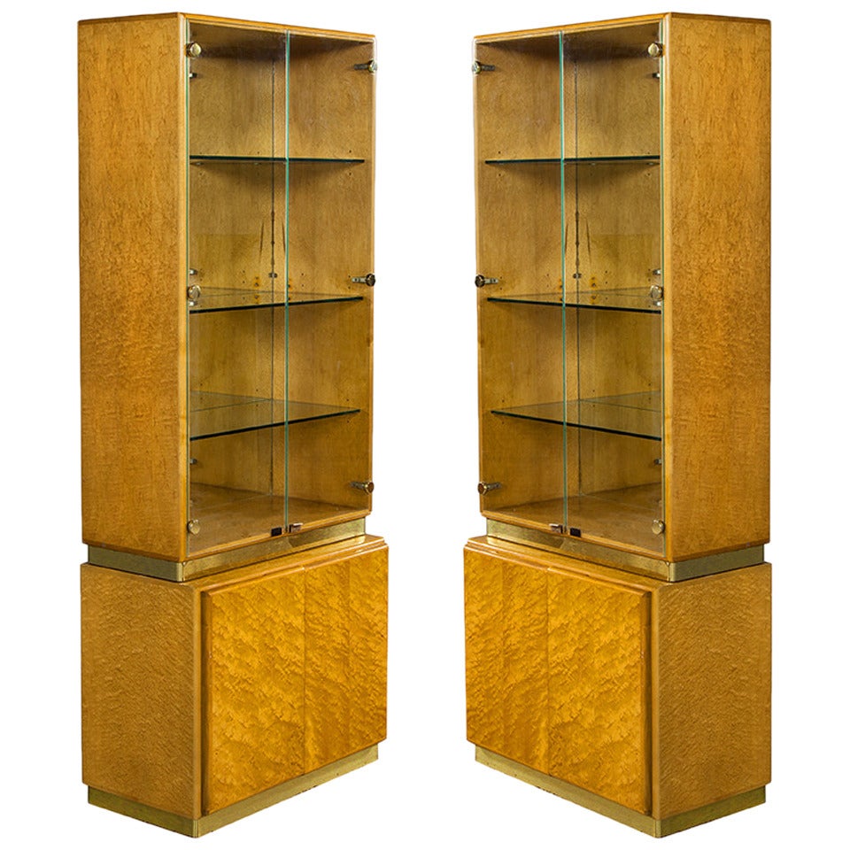 Pair of Milo Baughman Armoire Display Cabinets