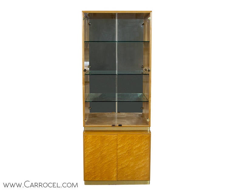 Art Deco Pair of Milo Baughman Armoire Display Cabinets